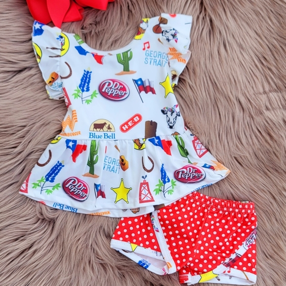 Girl's Texas themed shorts set - Picture 1 of 1